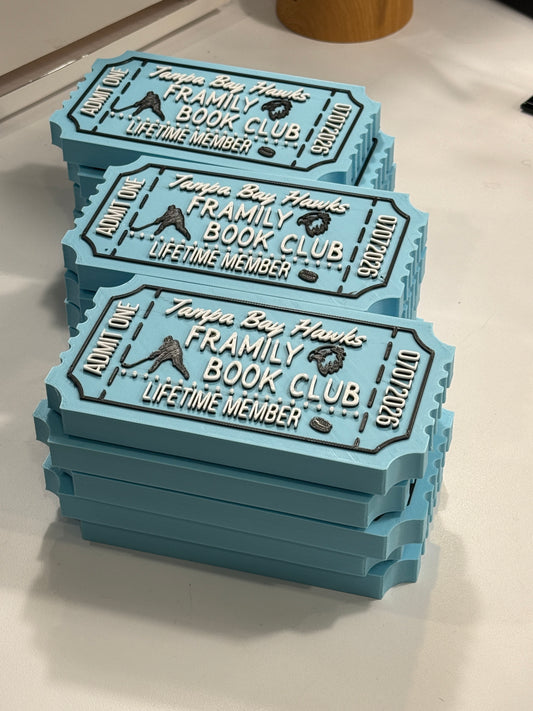Tampa Bay Hawks Framily Book Club 3D printed Ticket